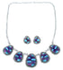 Southwestern Sterling Silver Multicolor Link Necklace Earrings PX36817